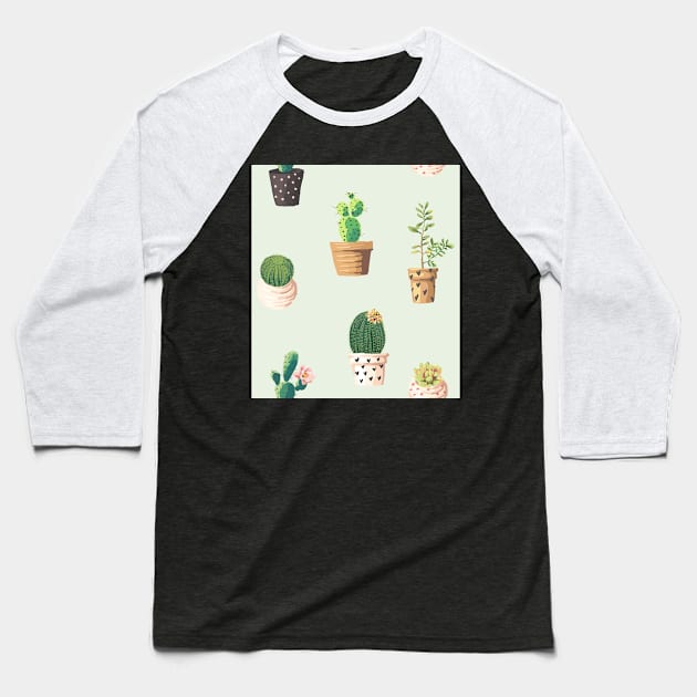 Cactus Pattern Baseball T-Shirt by Alexander S.